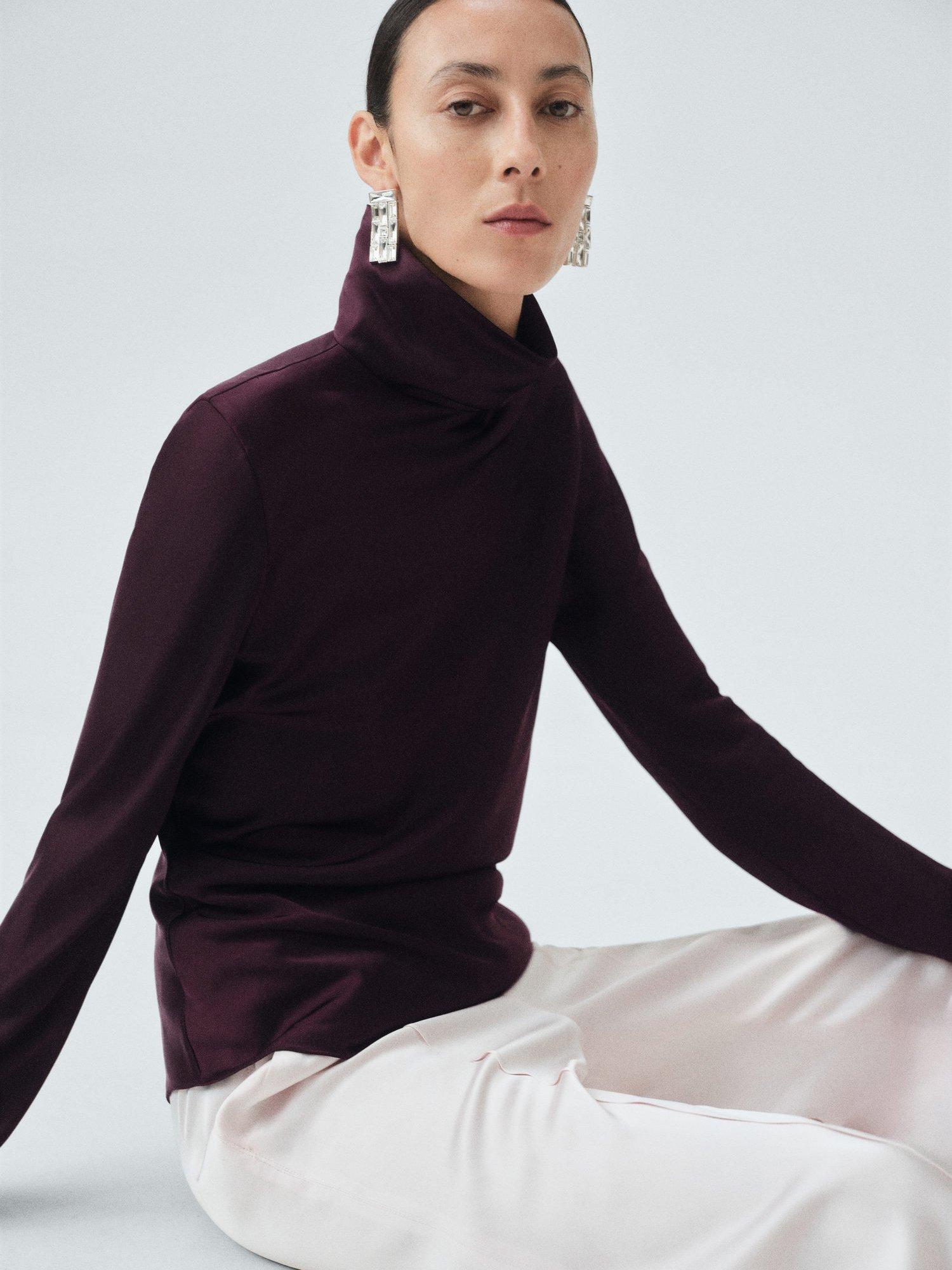 Product image 7 of 8, which shows Mango Stone Satin Top, Medium Purple, 8