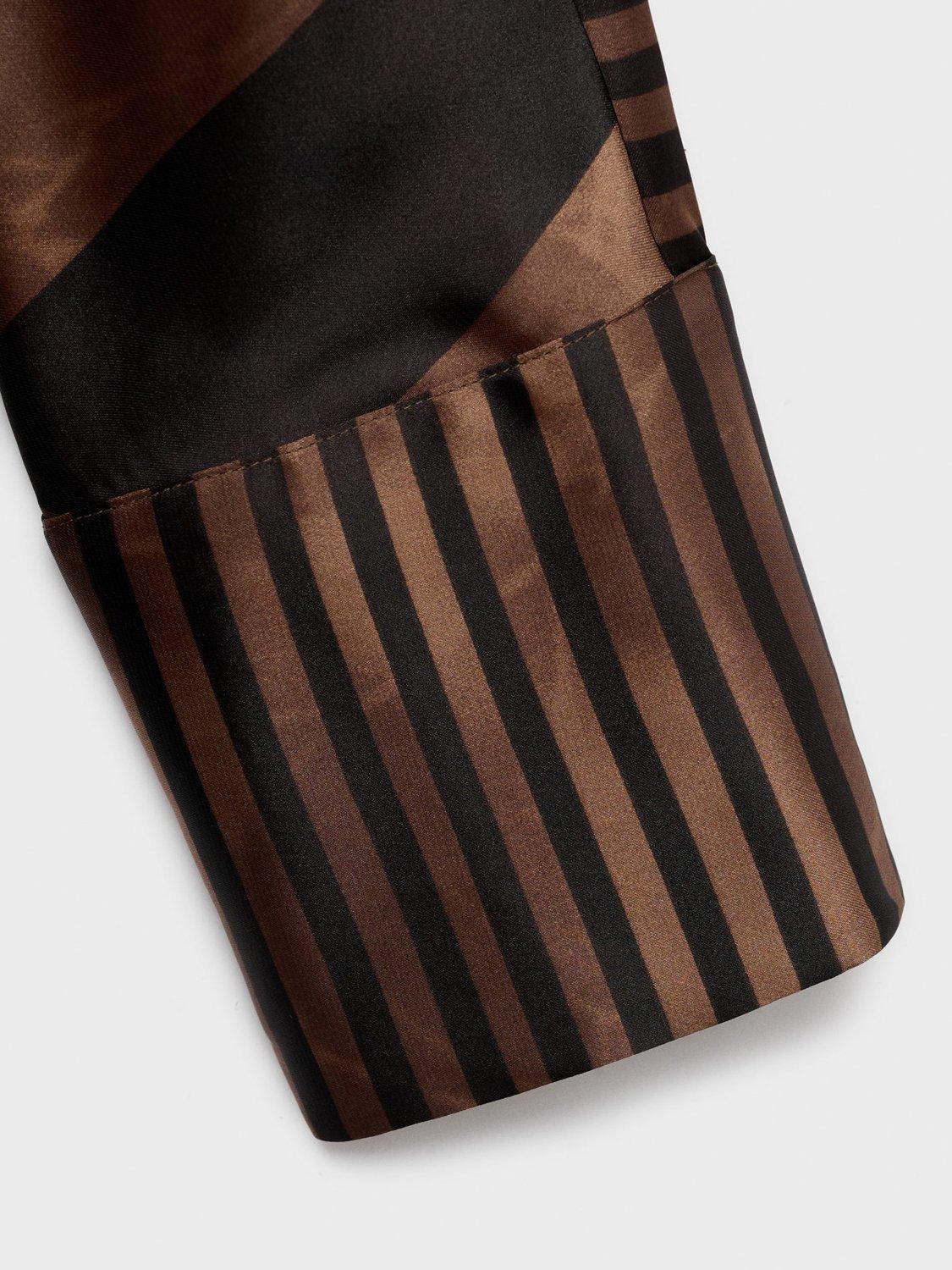 Product image 5 of 8, which shows Mango Trini Stripe Satin Shirt, Brown, 10