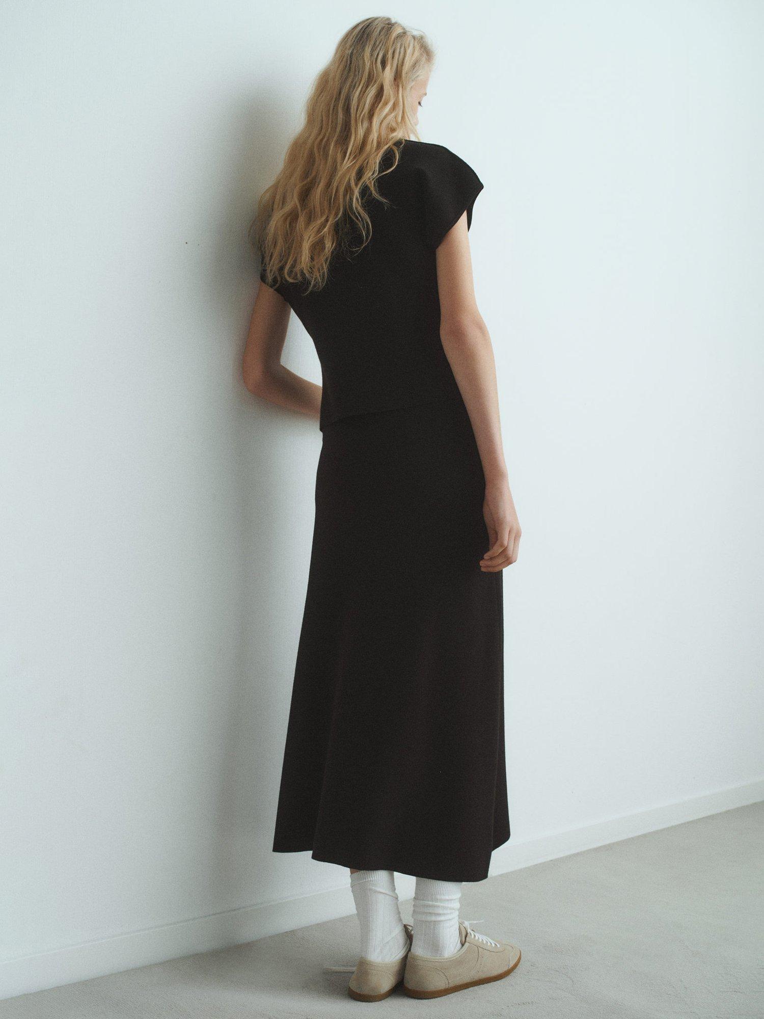 Product image 4 of 6, which shows Mango Zonard Knitted Midi Skirt, Black, XS
