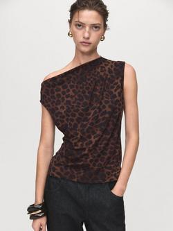 Mango Carole Leopard Print Top, Brown, Brown
