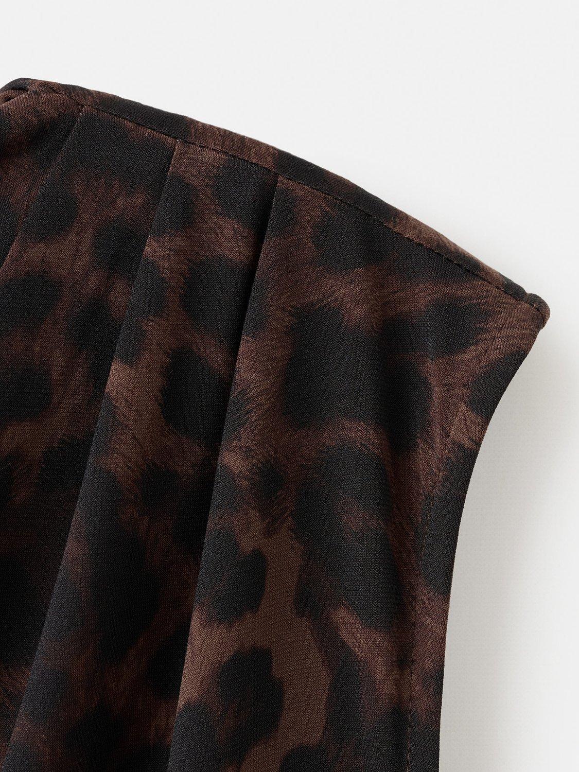 Product image 8 of 8, which shows Mango Carole Leopard Print Top, Brown, XXS