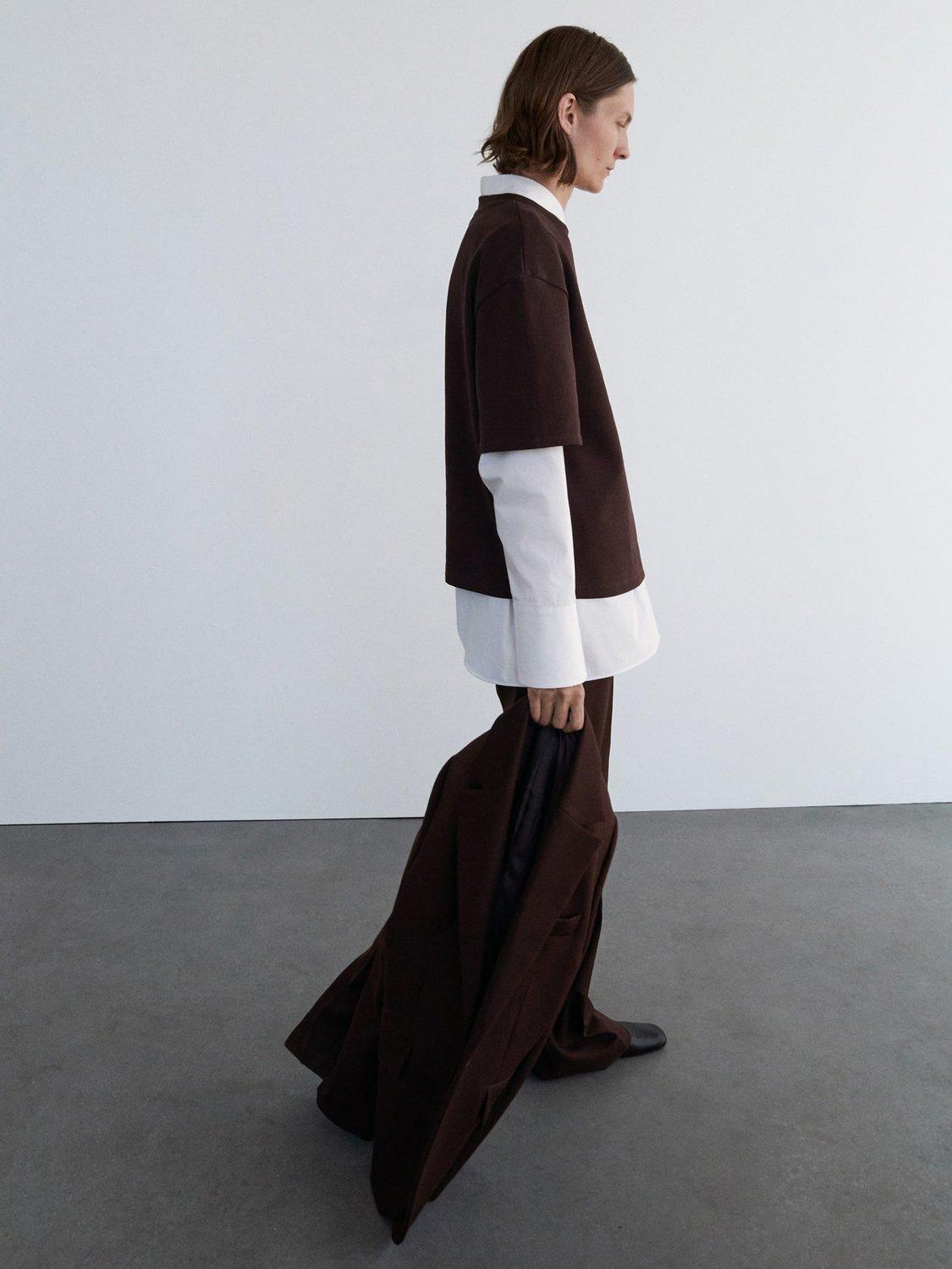 Product image 2 of 6, which shows Mango Celia Oversized T-Shirt, Brown, L