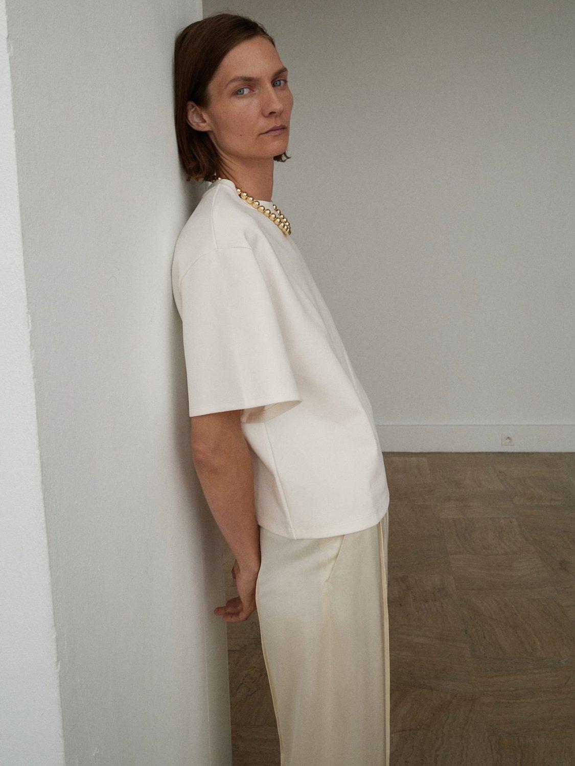 Product image 1 of 6, which shows Mango Celia Oversized T-Shirt, Natural White, M