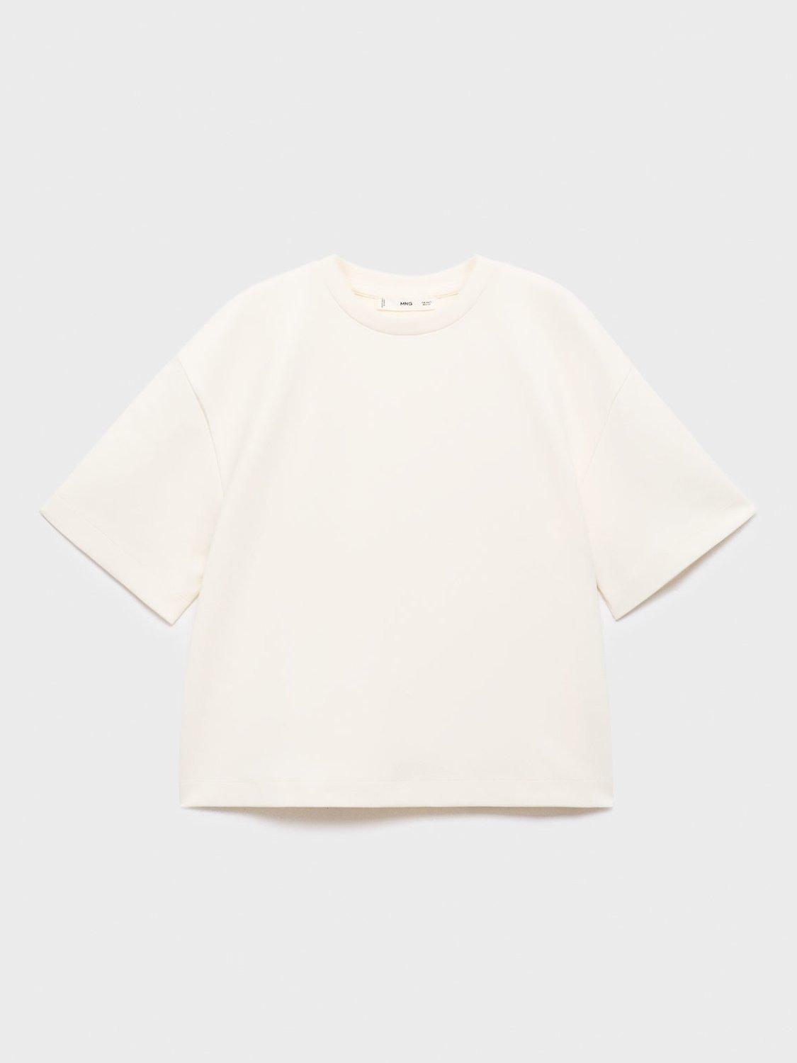 Product image 3 of 6, which shows Mango Celia Oversized T-Shirt, Natural White, M