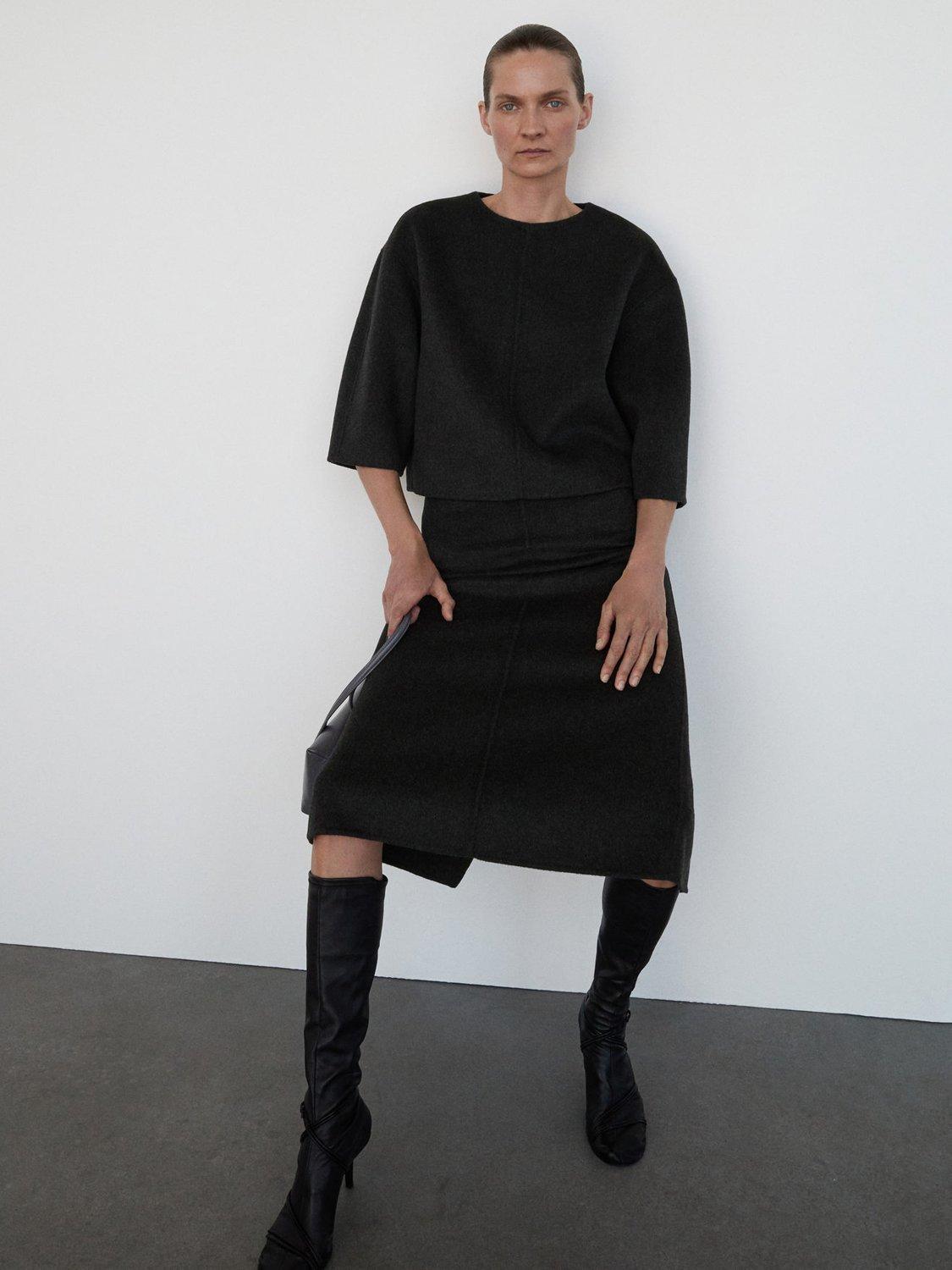 Product image 1 of 6, which shows Mango Leipzig Wool Blend Coat, Grey, L