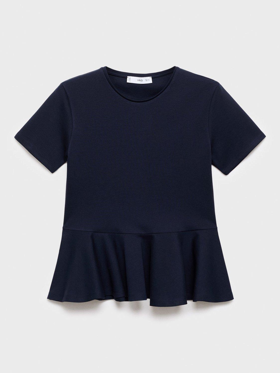 Product image 3 of 7, which shows Mango Pepla Peplum Hem Top, Navy, L