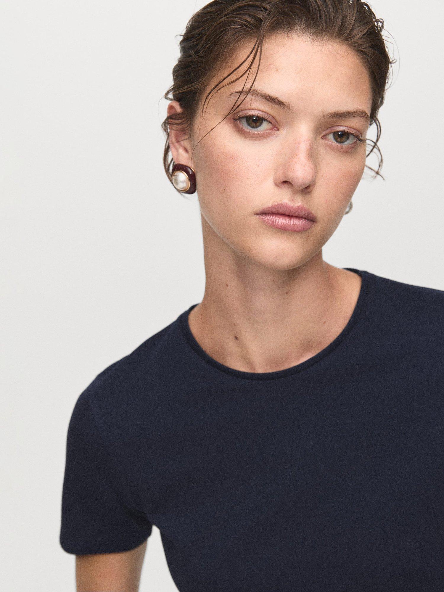 Product image 6 of 7, which shows Mango Pepla Peplum Hem Top, Navy, L