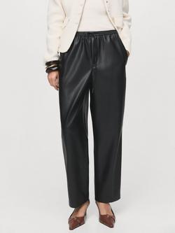 Mango Apple Faux Leather Trousers, Black