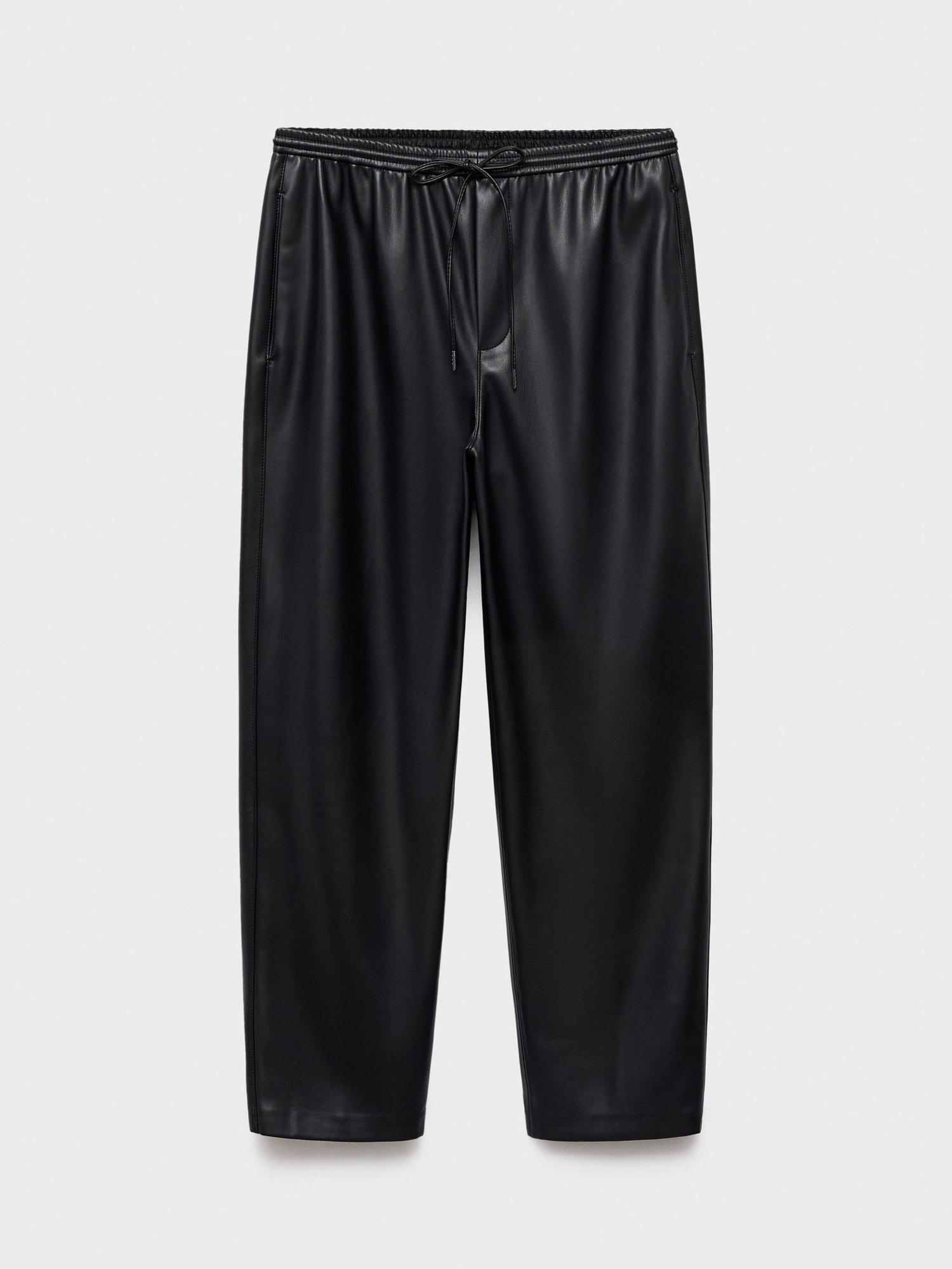 Product image 3 of 9, which shows Mango Apple Faux Leather Trousers, Black, XXXL