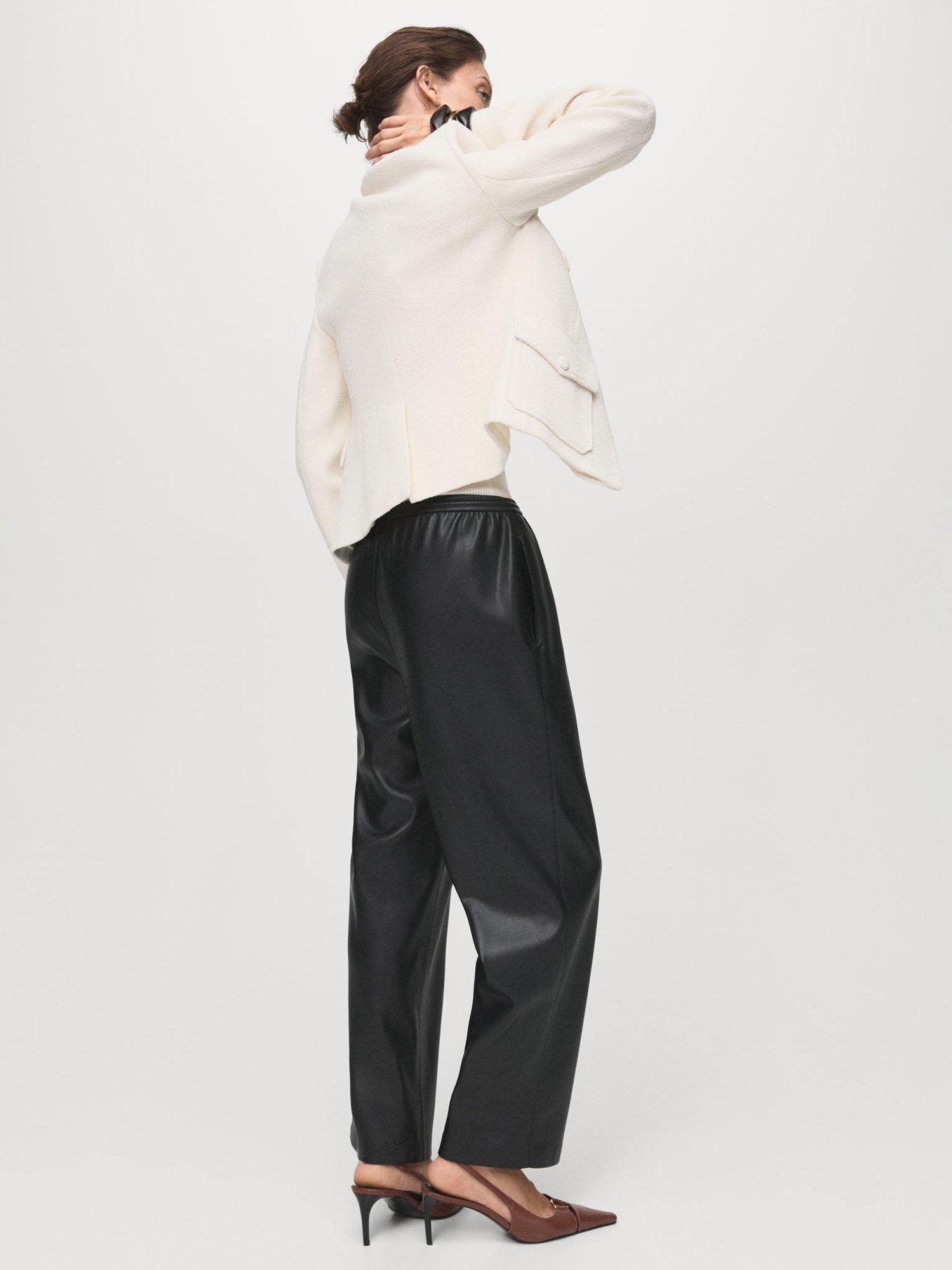 Product image 4 of 9, which shows Mango Apple Faux Leather Trousers, Black, XXXL