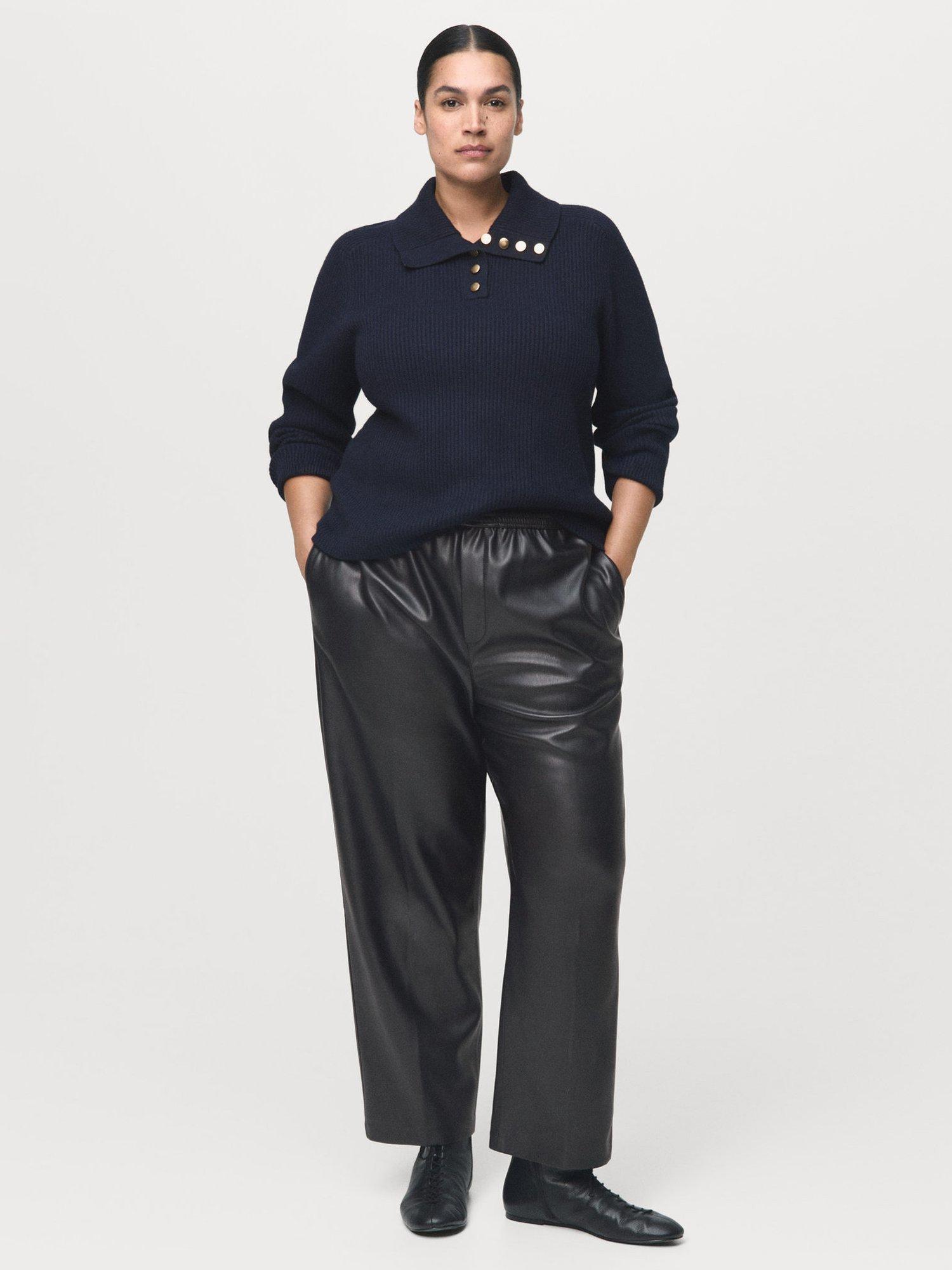 Product image 8 of 9, which shows Mango Apple Faux Leather Trousers, Black, XXXL