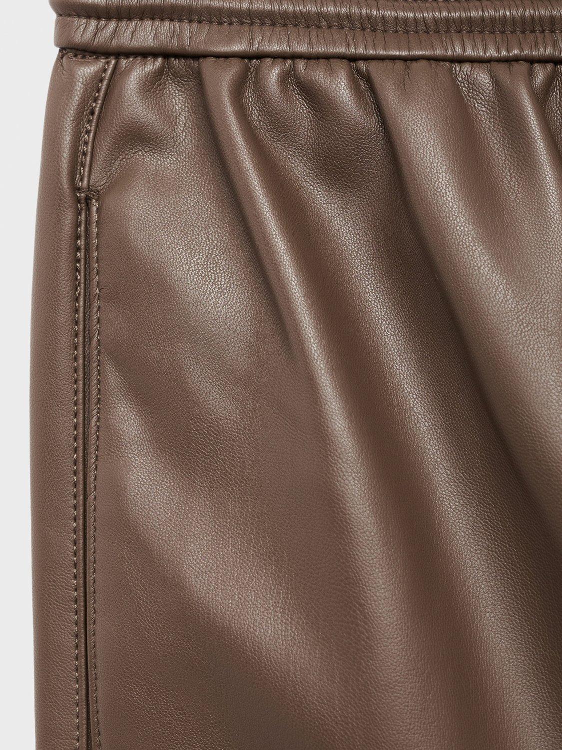 Product image 5 of 9, which shows Mango Apple Faux Leather Trousers, Medium Brown, S
