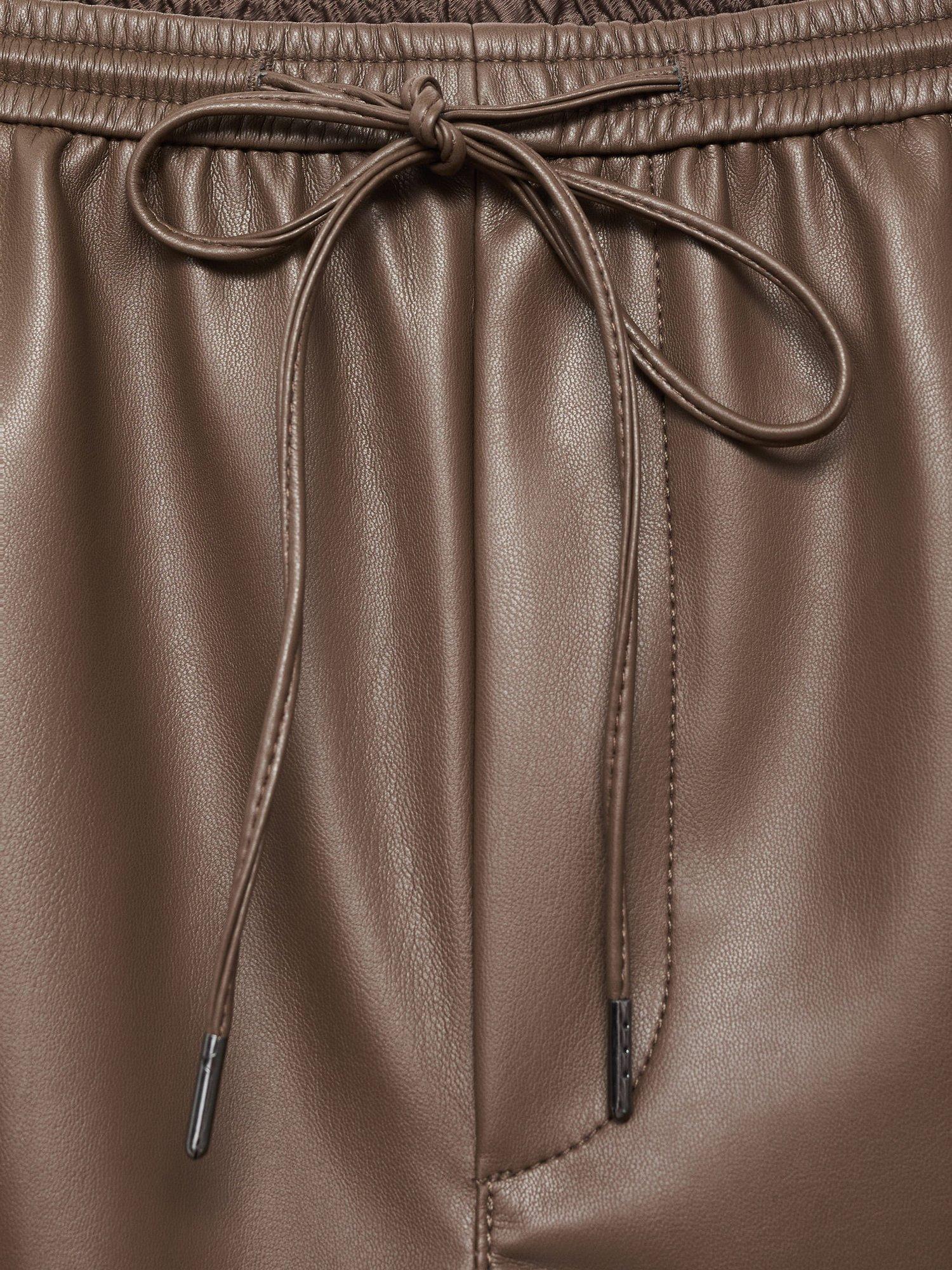 Product image 9 of 9, which shows Mango Apple Faux Leather Trousers, Medium Brown, S