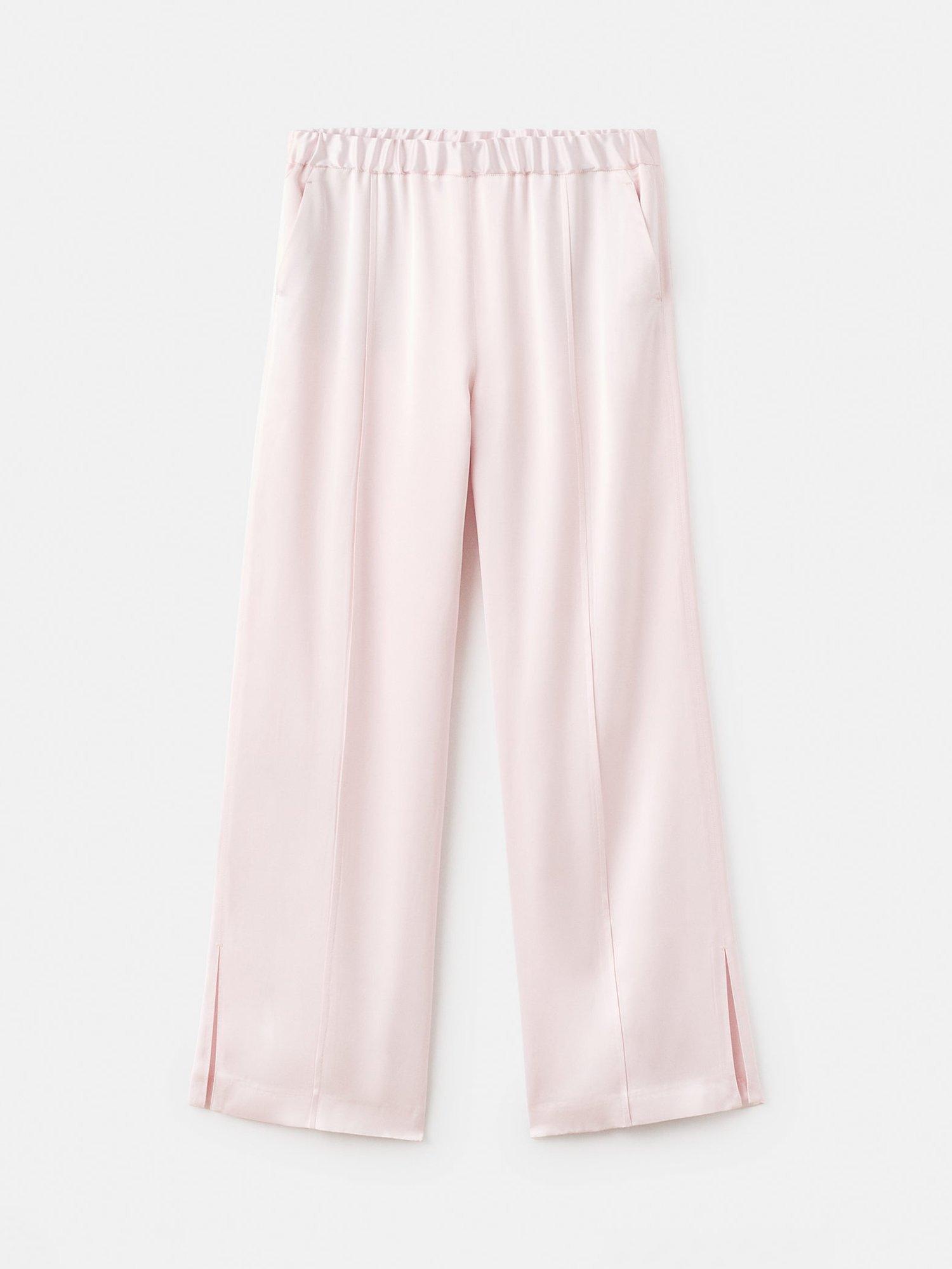 Product image 2 of 5, which shows Mango Berlin Satin Trousers, Pastel Pink, XS