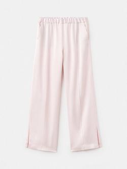 Mango Berlin Satin Trousers - view 2, Pastel Pink
