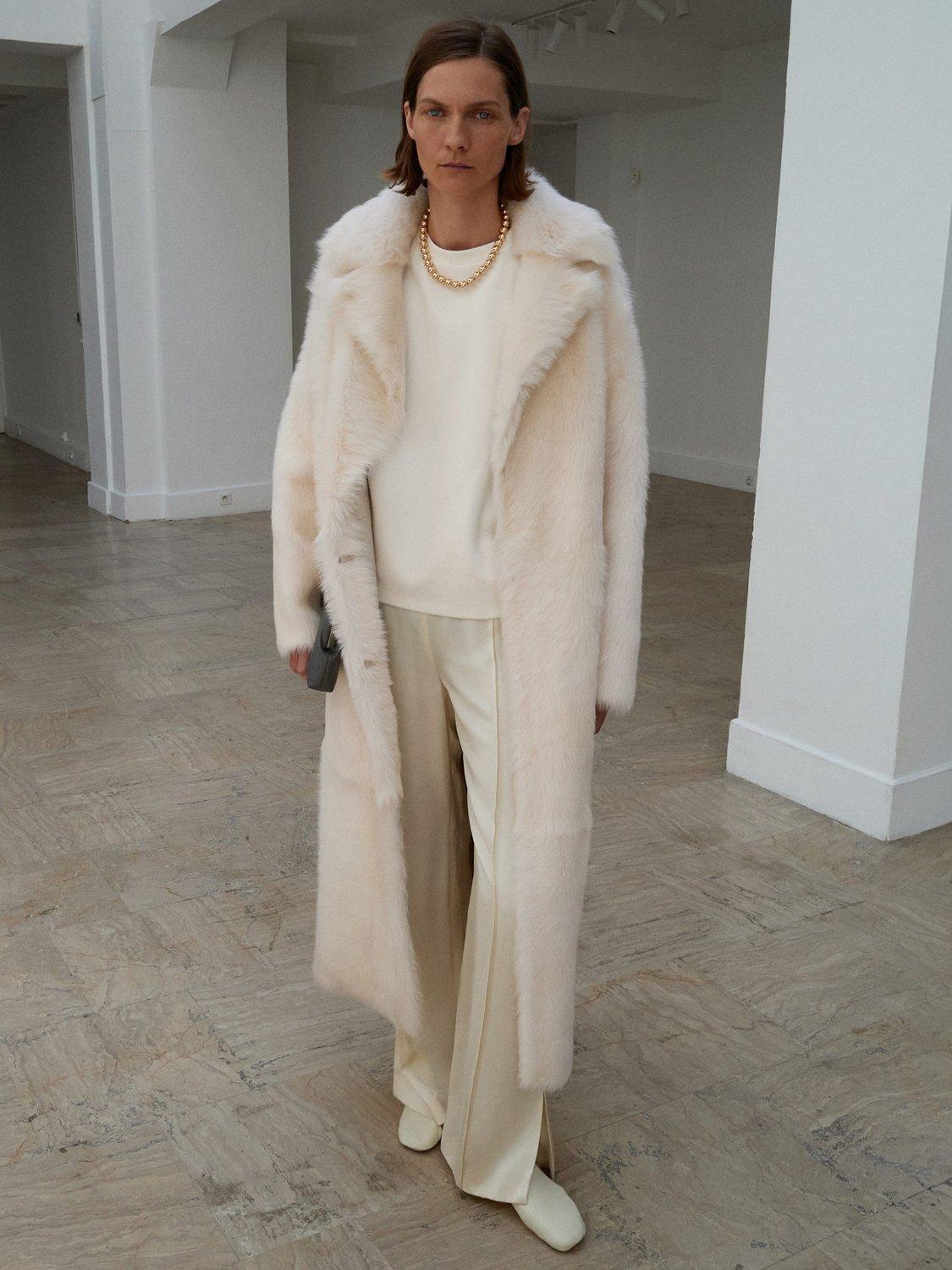 Product image 2 of 6, which shows Mango Berlin Satin Trousers, Yellow, S