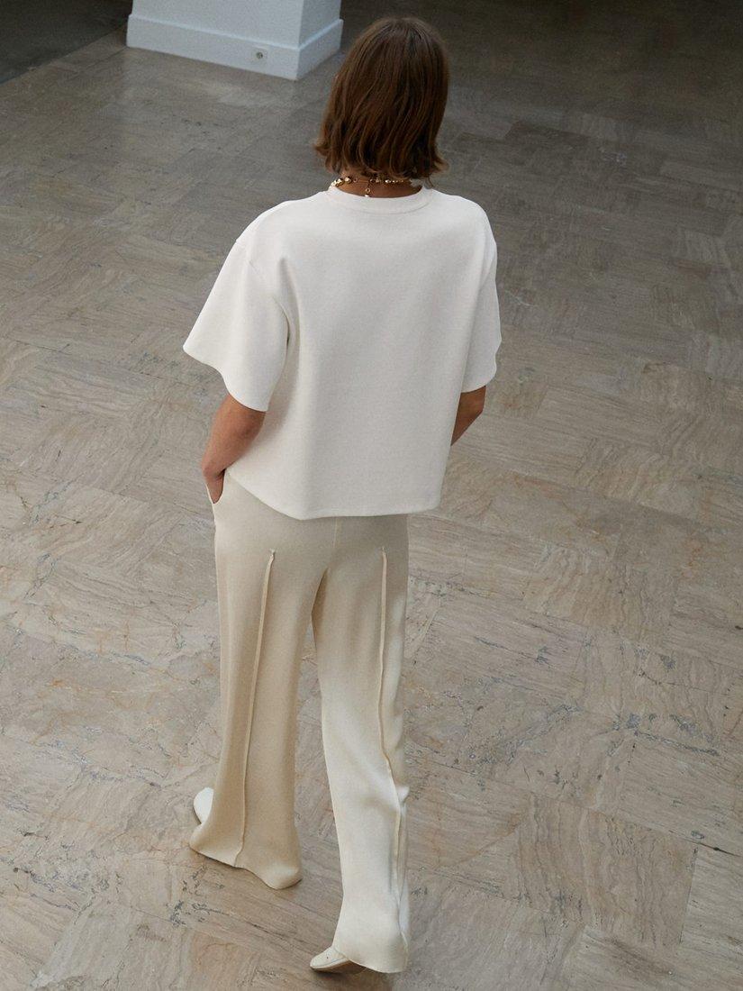 Product image 4 of 6, which shows Mango Berlin Satin Trousers, Yellow, S