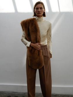 Mango Cristal Pure Wool Trousers, Medium Brown - view 2, Medium Brown