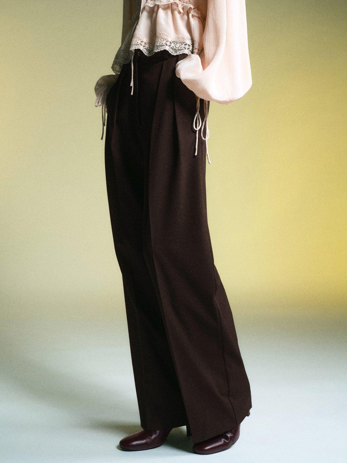 Mango Gabi Tailored Trousers, Dark Brown