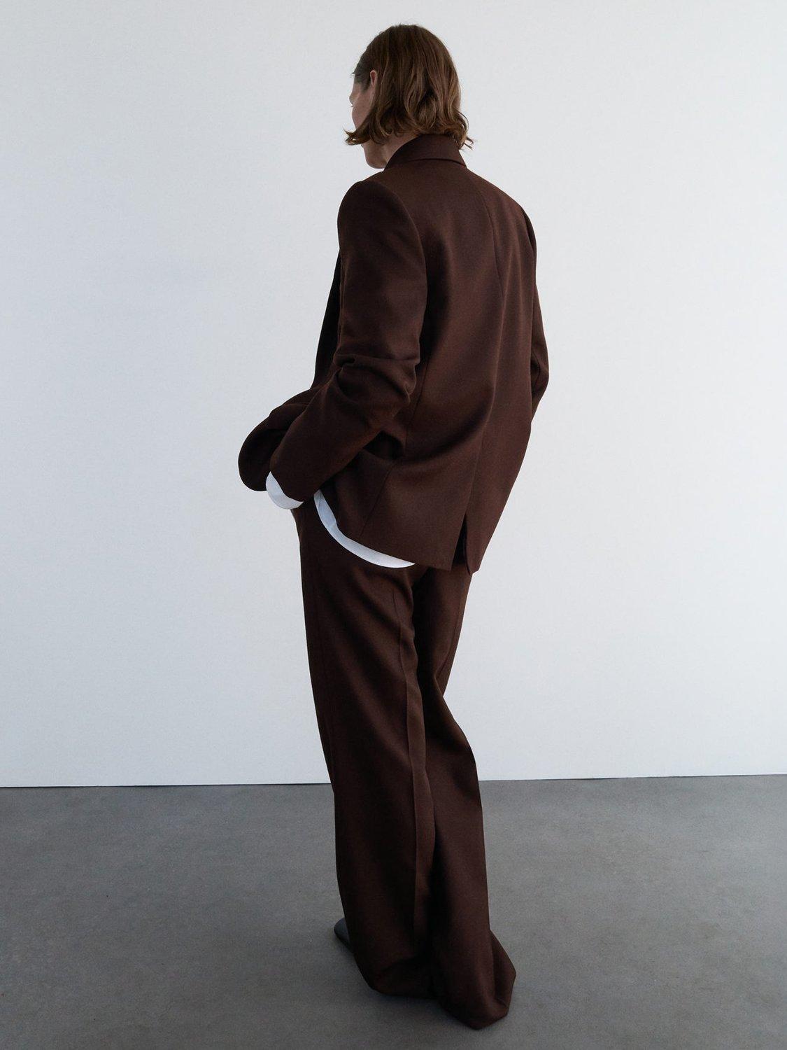 Product image 3 of 6, which shows Mango Milan Pure Wool Trousers, Brown, 12
