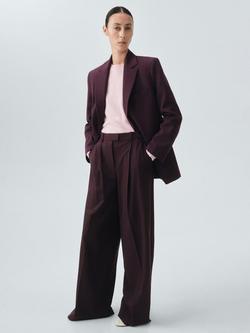 Mango Mulhouse Straight Tailored Trousers, Dark Red - view 2, Dark Red