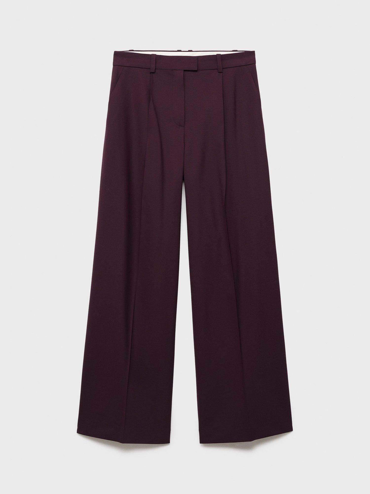 Product image 3 of 8, which shows Mango Mulhouse Straight Tailored Trousers, Dark Red, 12