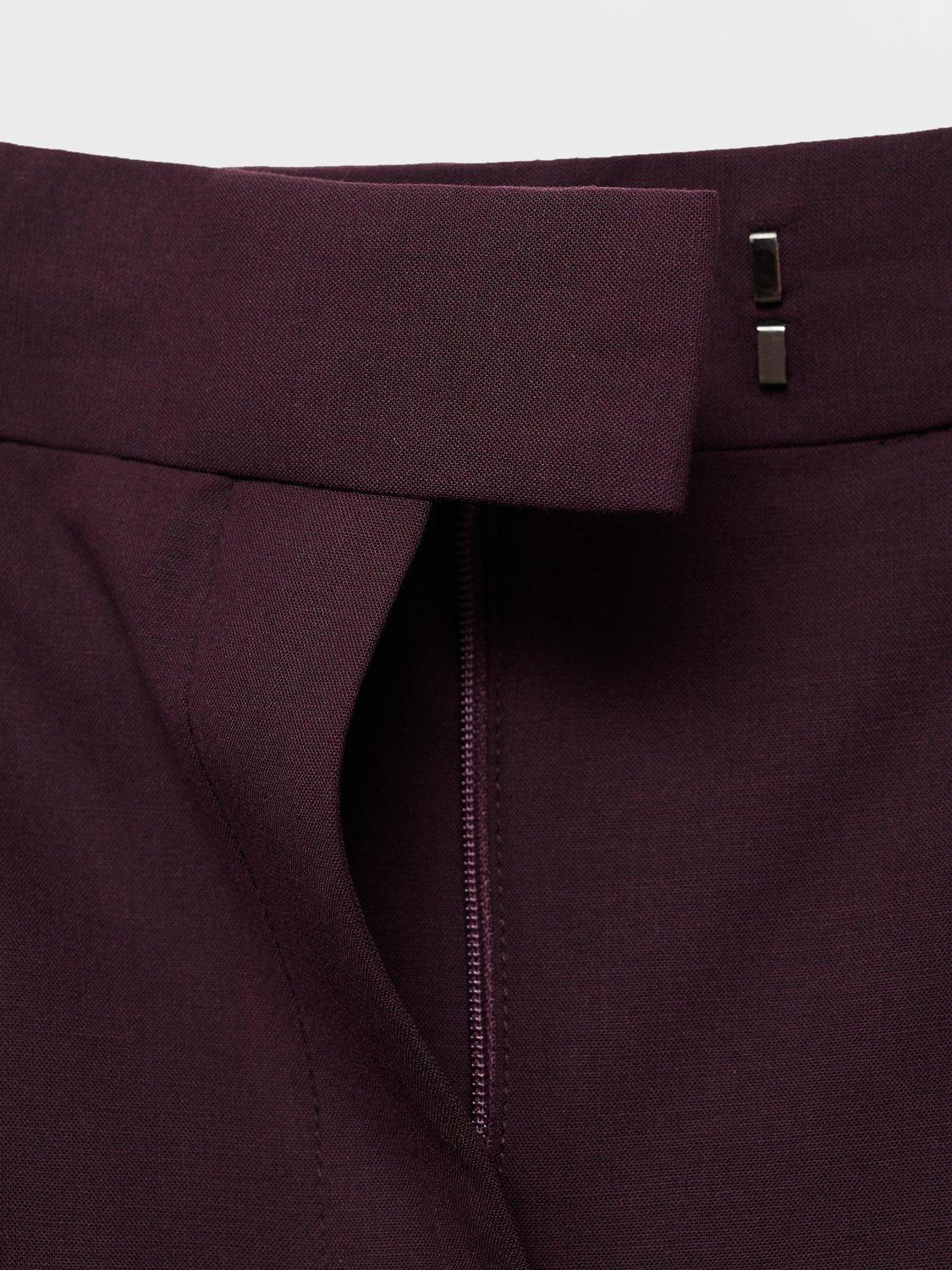Product image 8 of 8, which shows Mango Mulhouse Straight Tailored Trousers, Dark Red, 12