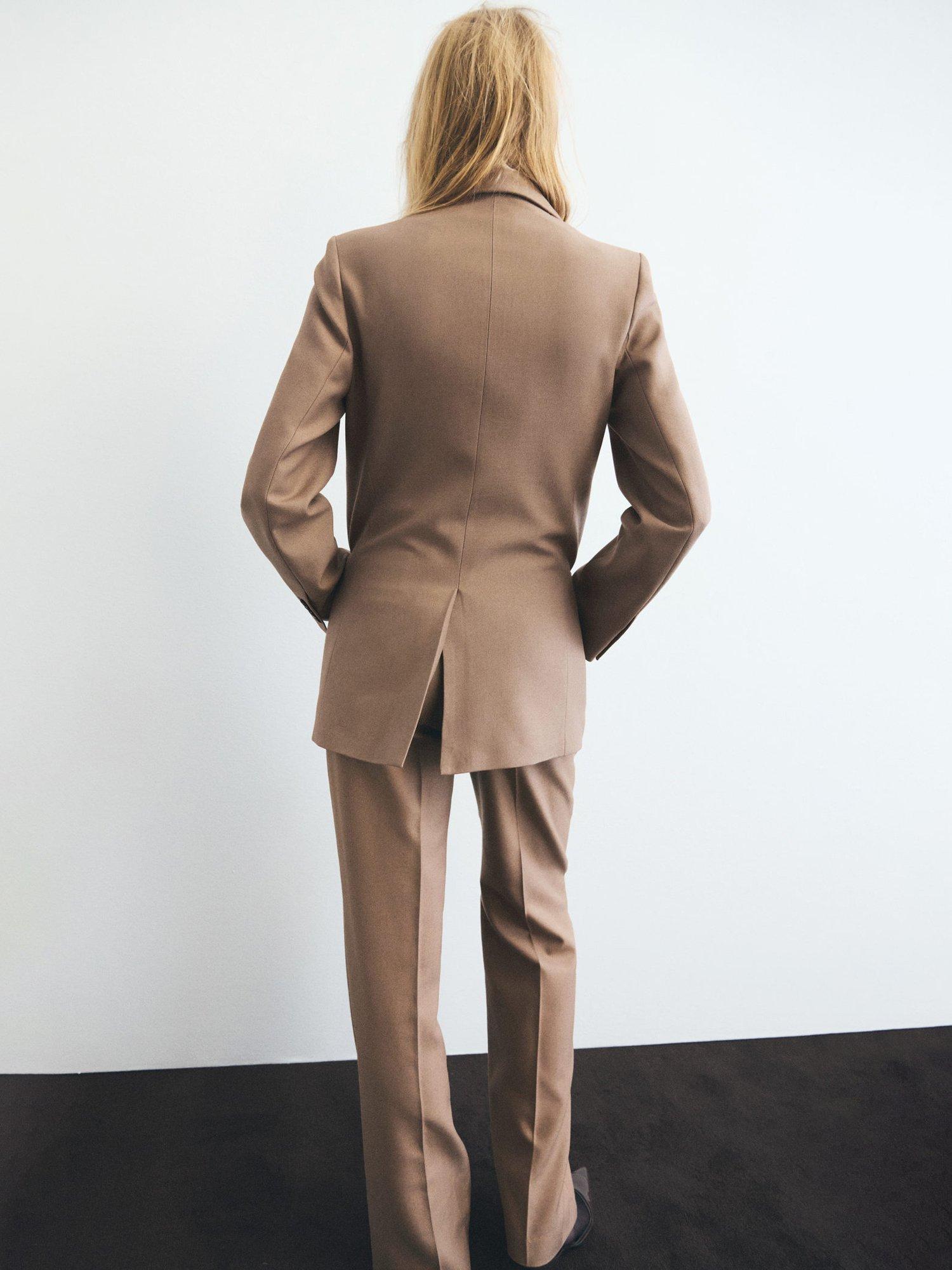 Product image 4 of 7, which shows Mango Natalie Straight Tailored Trousers, Medium Brown, 10