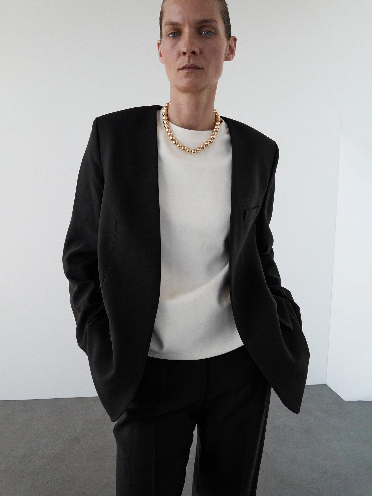 Product image 1 of 6, which shows Mango Praga Tailored Trousers, Black, 10