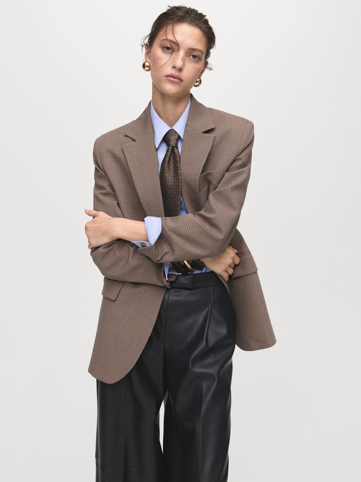 Product image 1 of 6, which shows Mango Riga Faux Leather Trousers, Black, 12