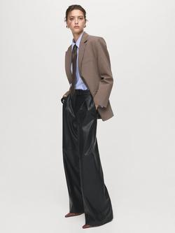 Mango Riga Faux Leather Trousers, Black - view 2, Black