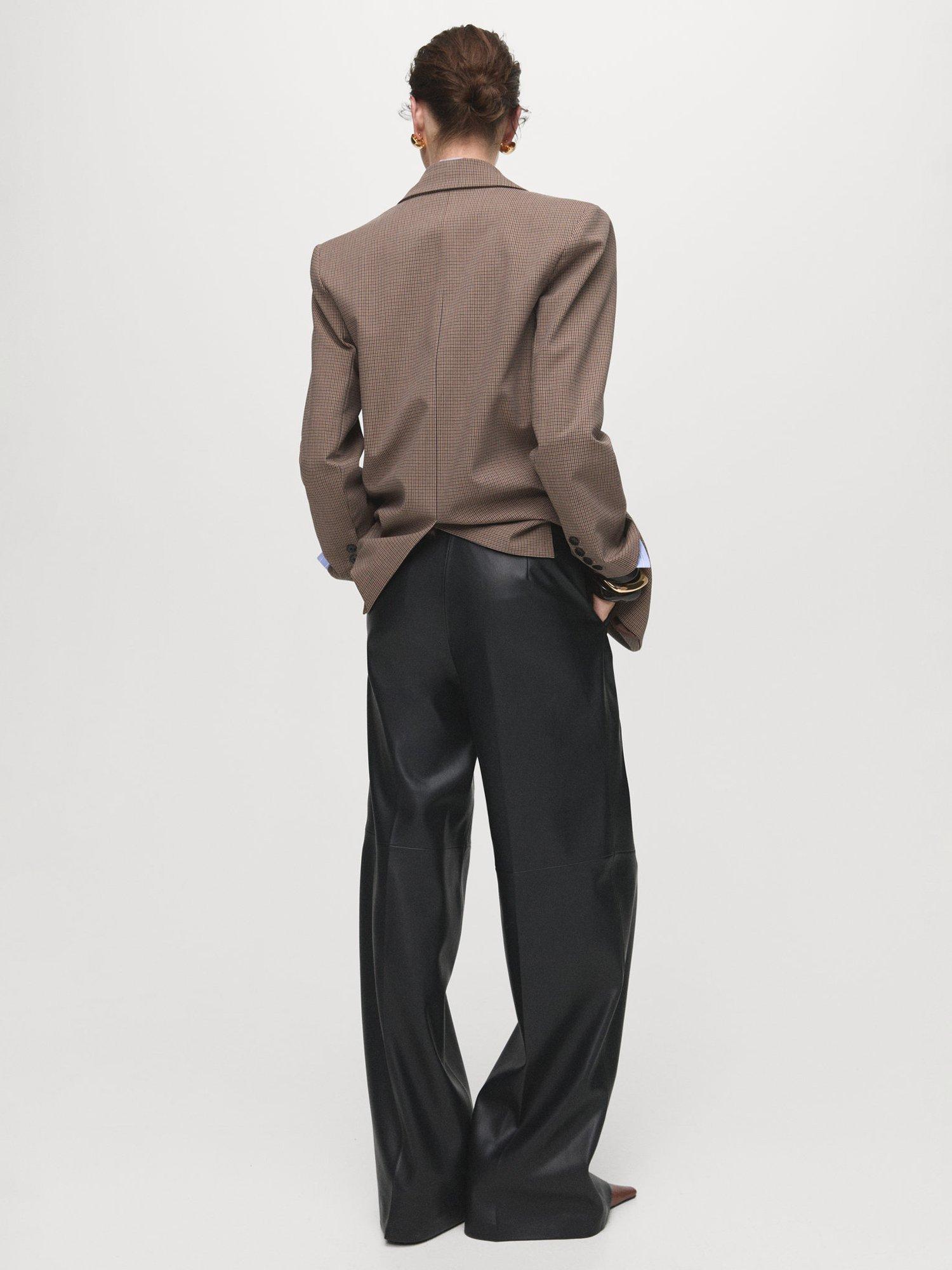 Product image 4 of 6, which shows Mango Riga Faux Leather Trousers, Black, 12