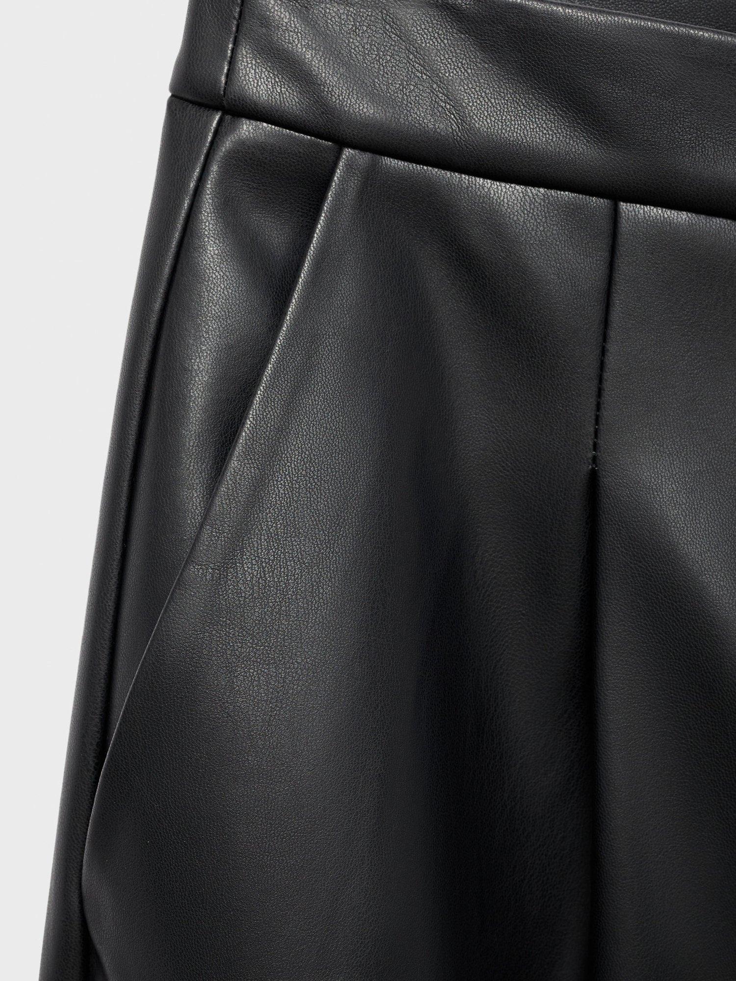 Product image 5 of 6, which shows Mango Riga Faux Leather Trousers, Black, 12