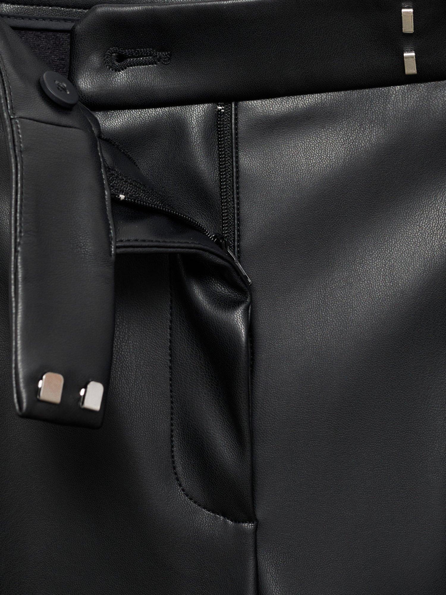 Product image 6 of 6, which shows Mango Riga Faux Leather Trousers, Black, 12