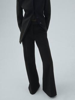 Mango Tropi Wide Leg Trousers, Black, Black