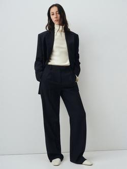 Mango Varsovia Pinstripe Tailored Trousers, Navy - view 2, Navy