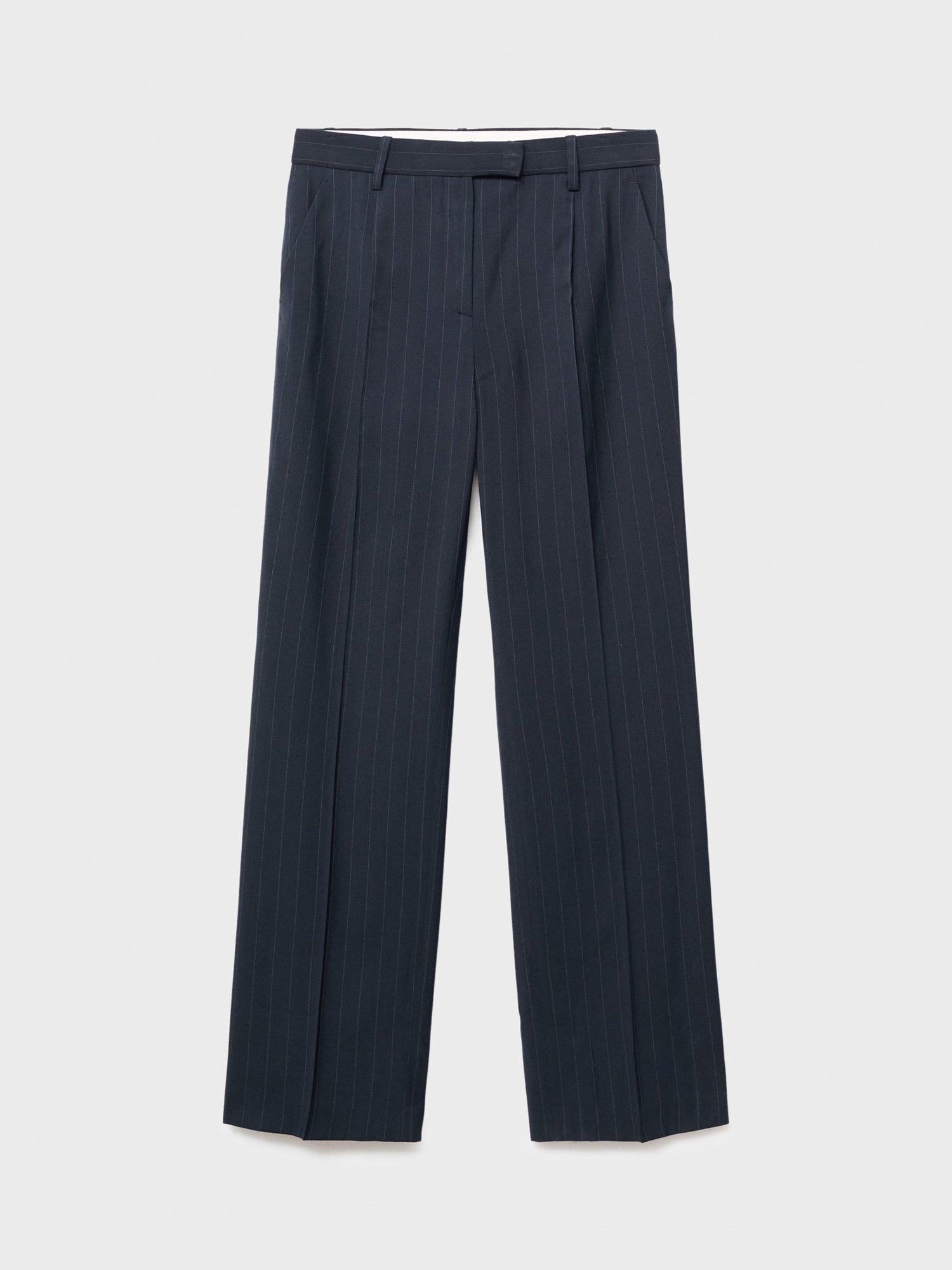Product image 3 of 8, which shows Mango Varsovia Pinstripe Tailored Trousers, Navy, 6