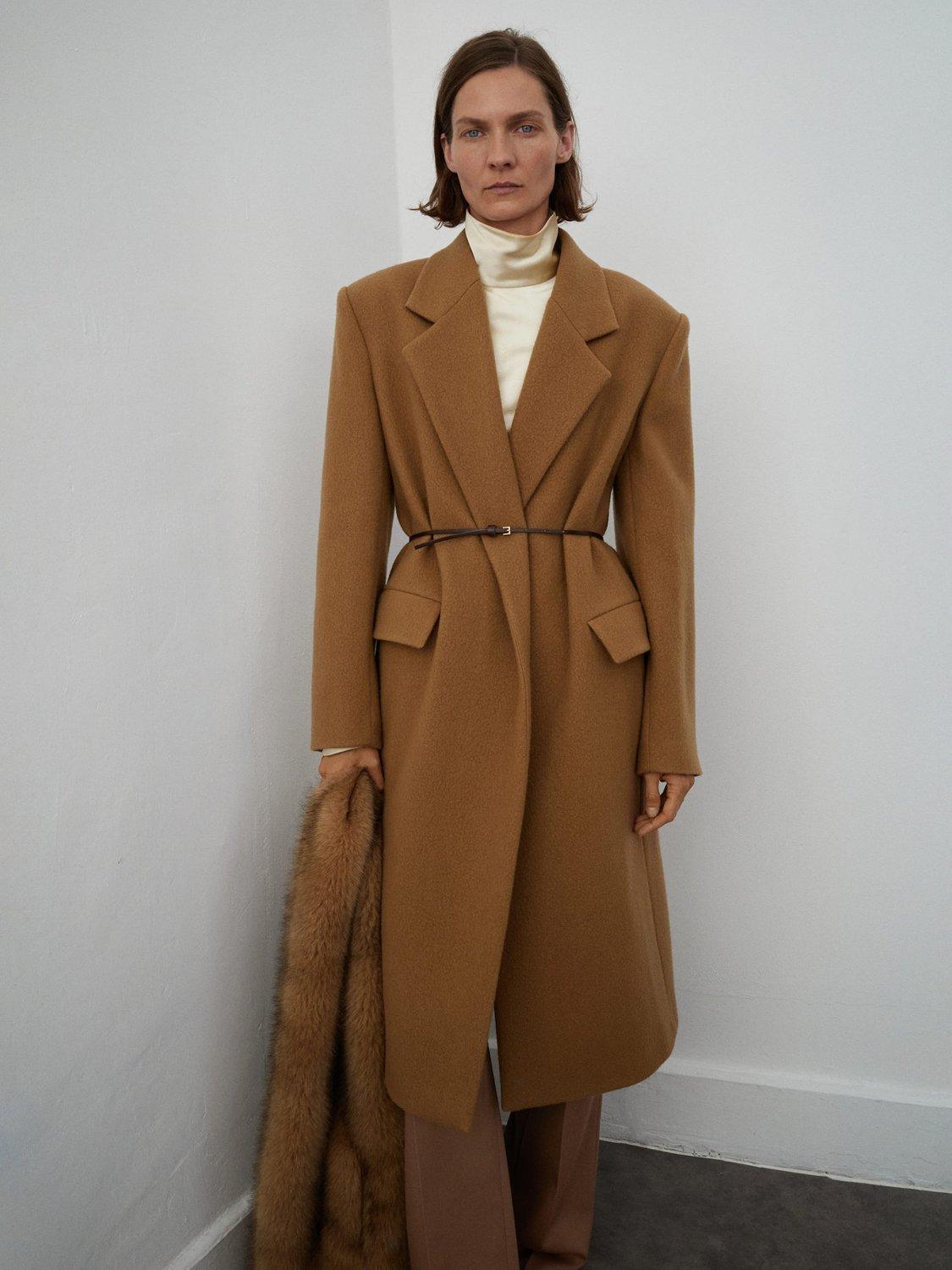 Product image 1 of 7, which shows Mango Bassol Wool Rich Coat, Medium Brown, L