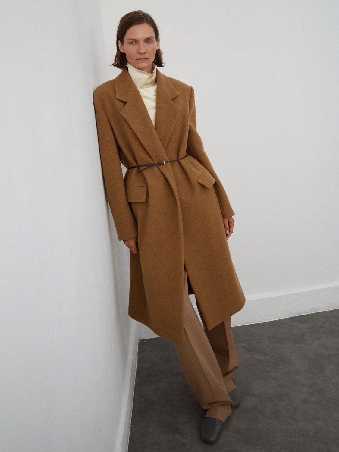 Product image 2 of 7, which shows Mango Bassol Wool Rich Coat, Medium Brown, L