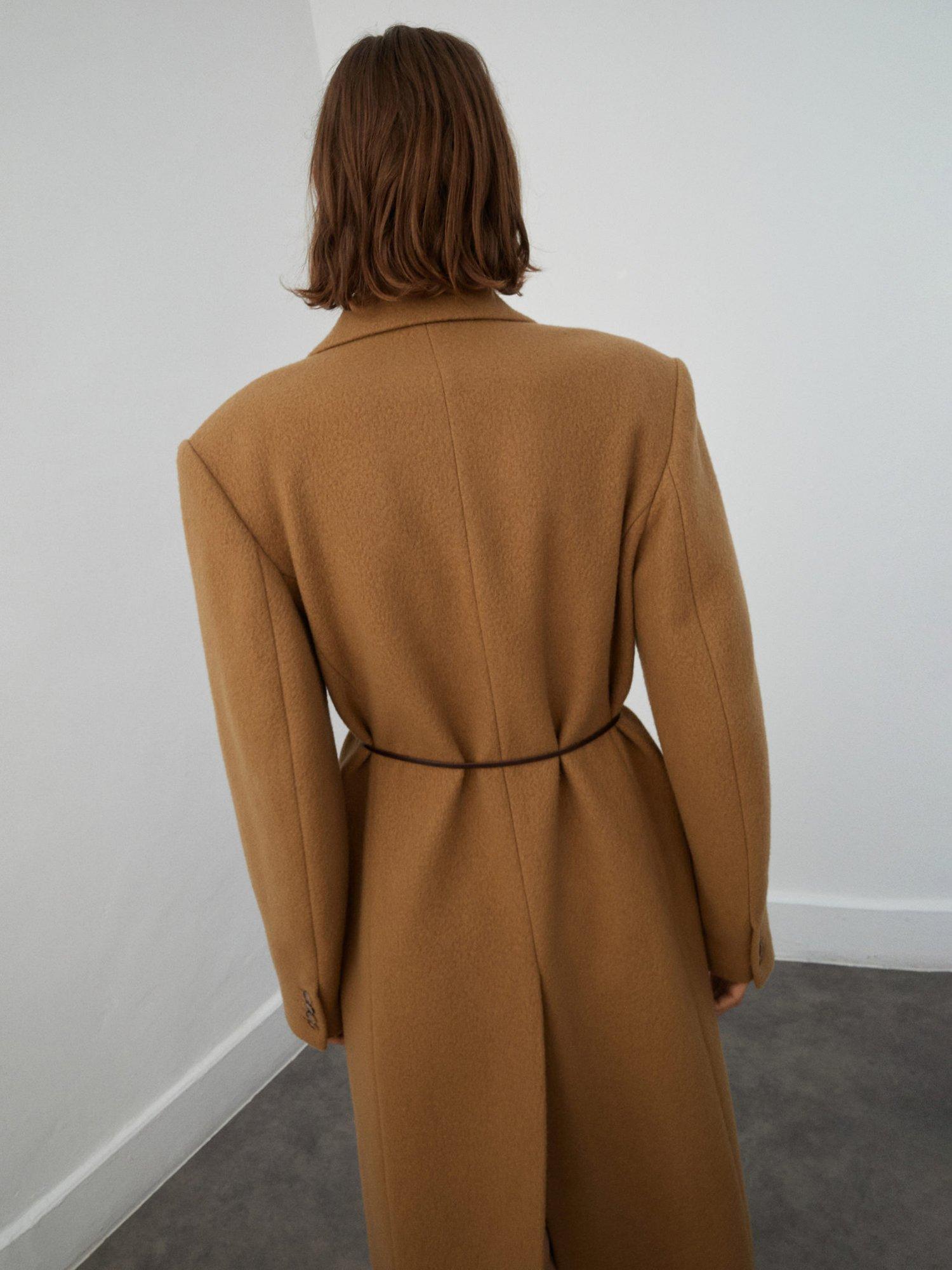 Product image 4 of 7, which shows Mango Bassol Wool Rich Coat, Medium Brown, L