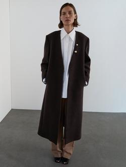 Mango Thun Wool Rich Coat, Dark Brown, Dark Brown