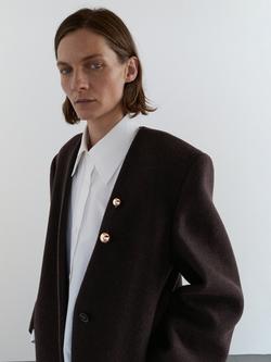 Mango Thun Wool Rich Coat, Dark Brown - view 2, Dark Brown