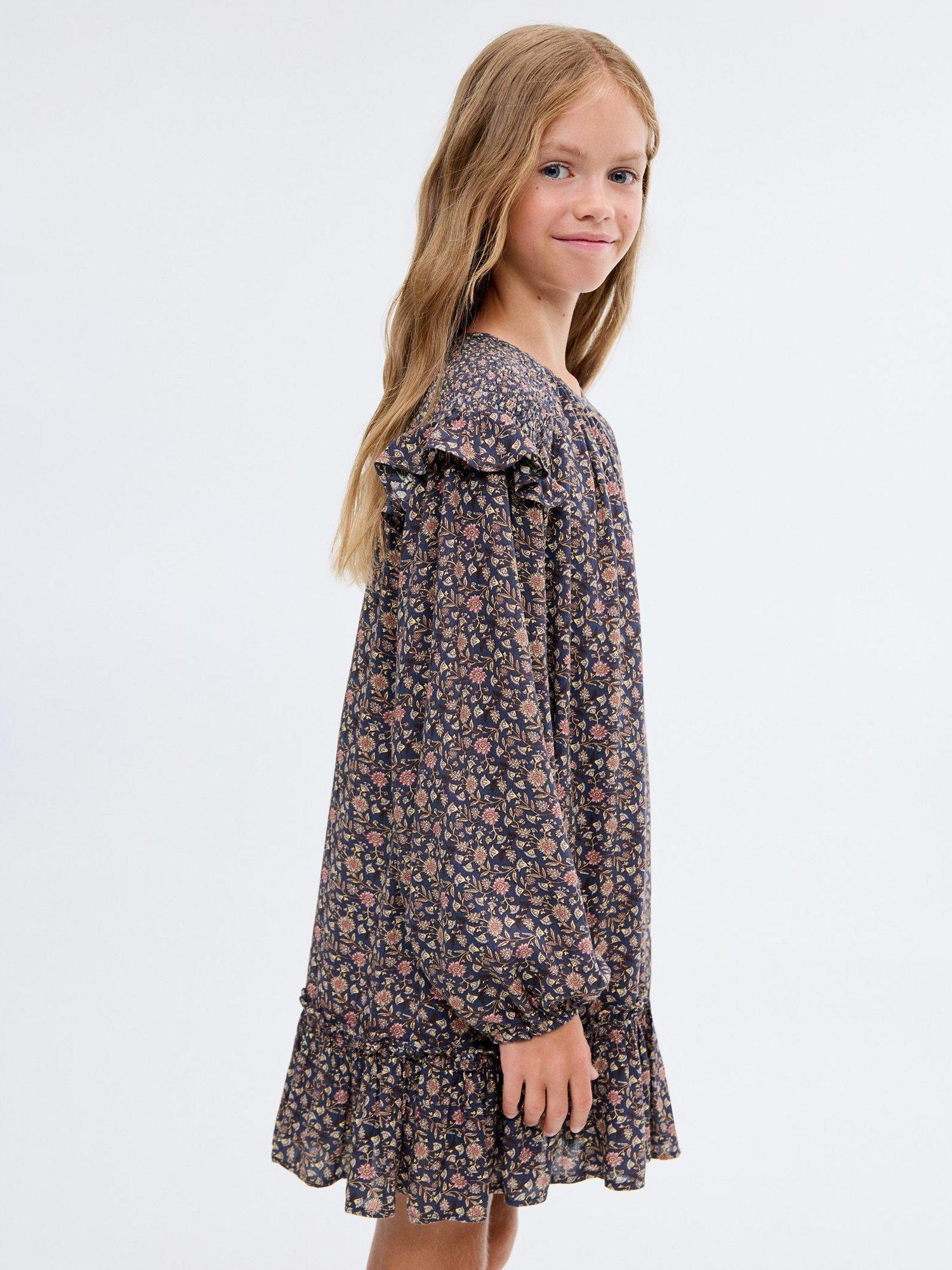 Product image 1 of 6, which shows Mango Kids' Isa Dress, Navy, 6 years