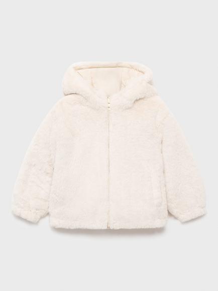 Mango Baby Reversible Faux Fur Coat, Natural White, Natural White