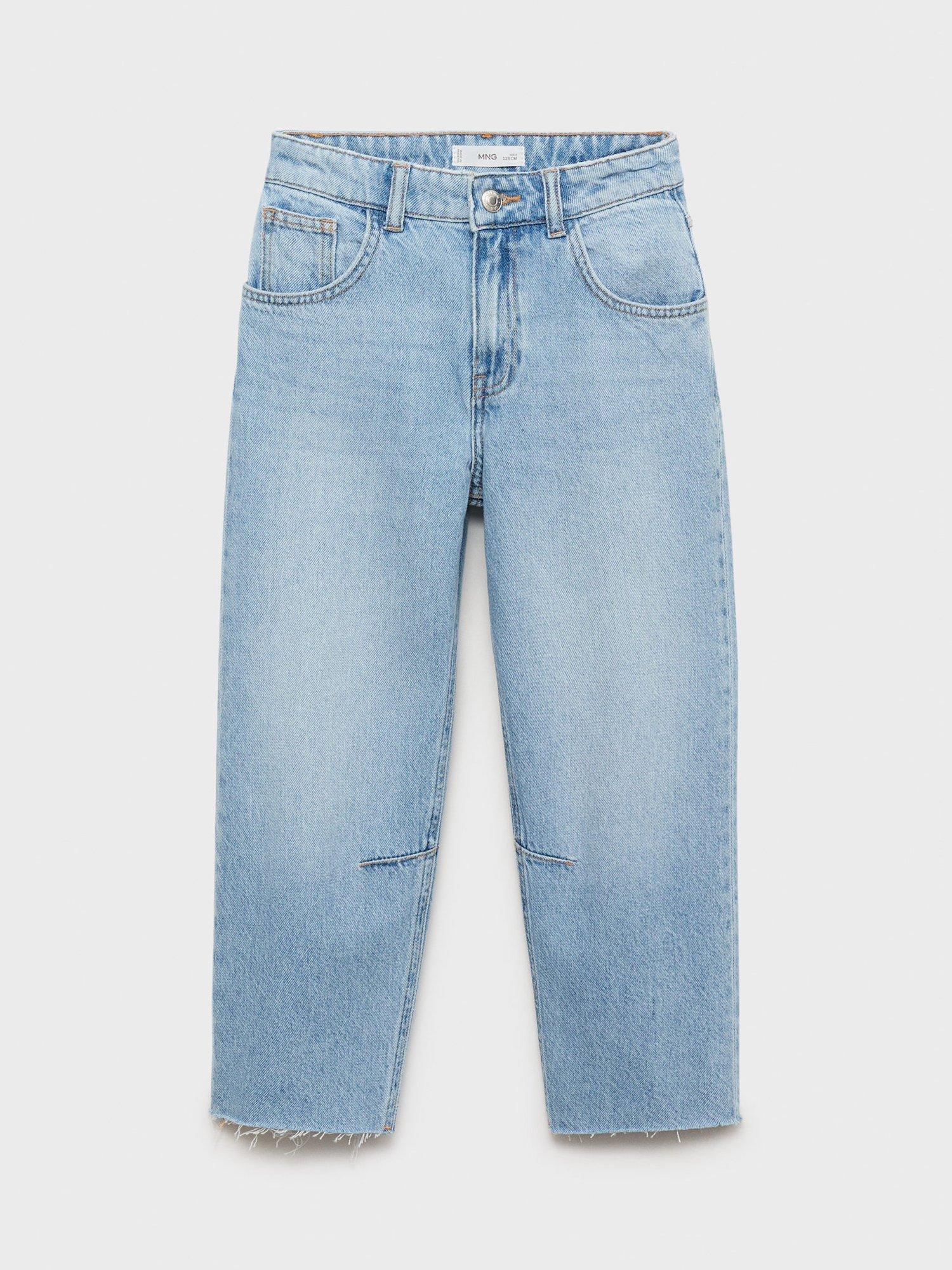 Product image 2 of 5, which shows Mango Kids' Denim Balloon Leg Jeans, Mid Blue, 10 years