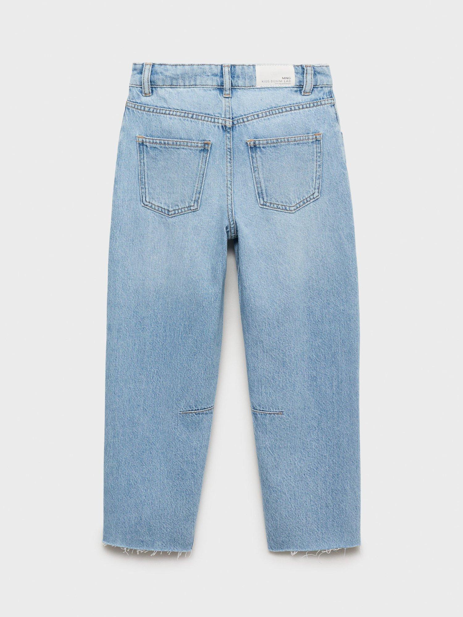Product image 3 of 5, which shows Mango Kids' Denim Balloon Leg Jeans, Mid Blue, 10 years