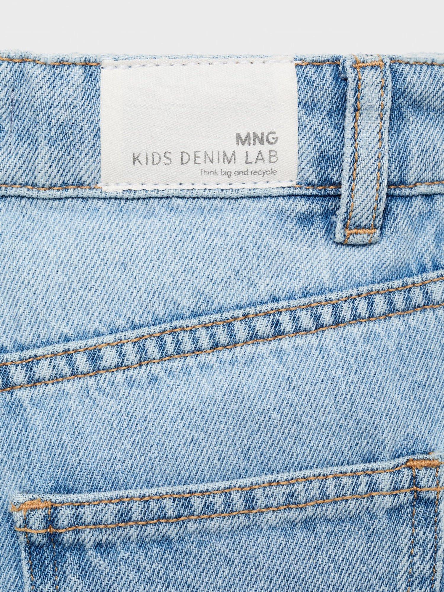 Product image 4 of 5, which shows Mango Kids' Denim Balloon Leg Jeans, Mid Blue, 10 years