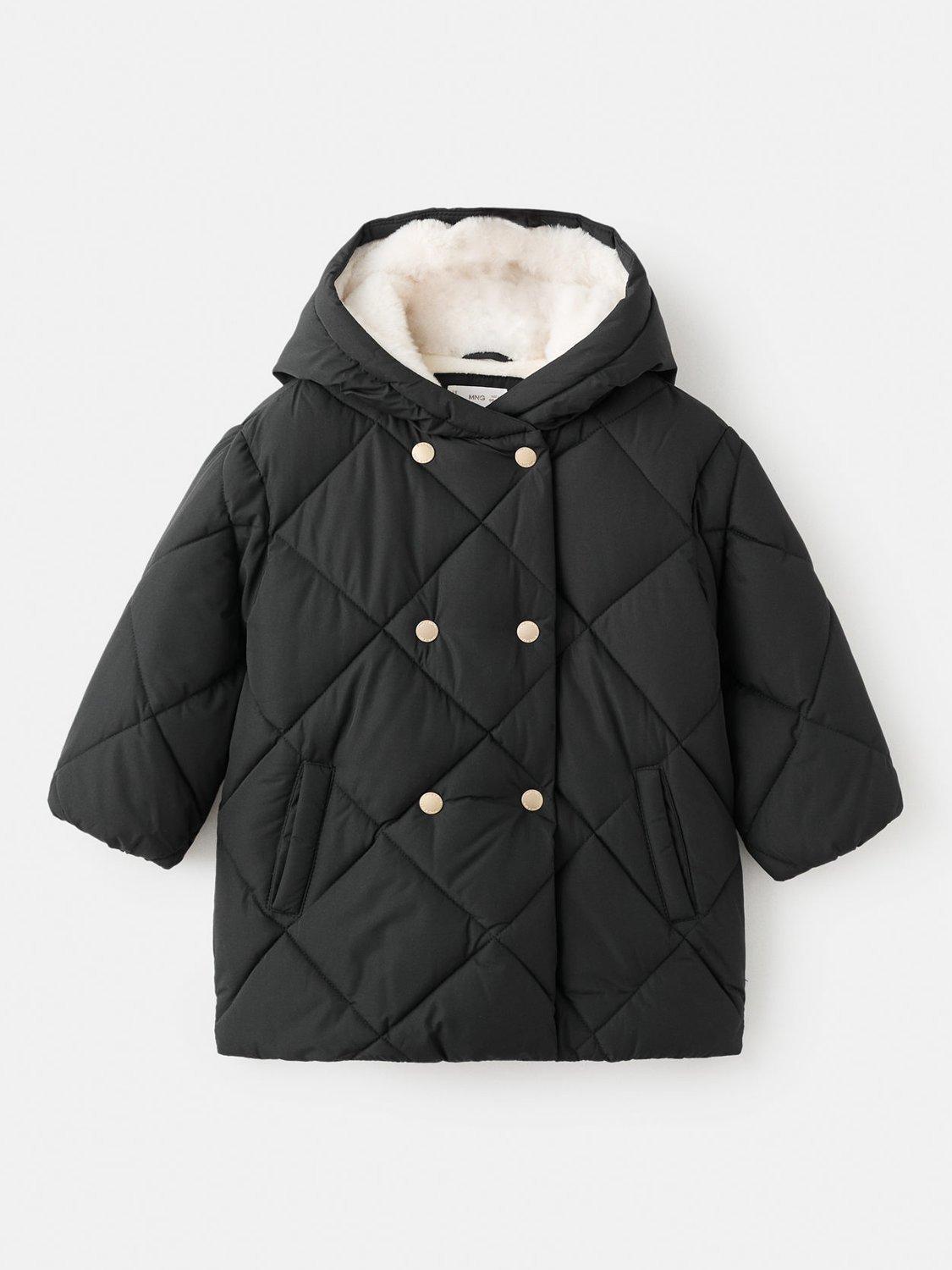 Product image 1 of 4, which shows Mango Kids' Sophie Quilted Jacket, Black, 2-3 years