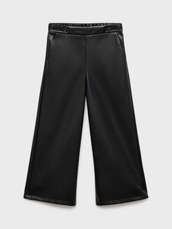 Mango Kids' Lucia Faux Leather Trousers, Black, Black