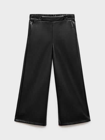 Mango Kids' Lucia Faux Leather Trousers, Black, Black